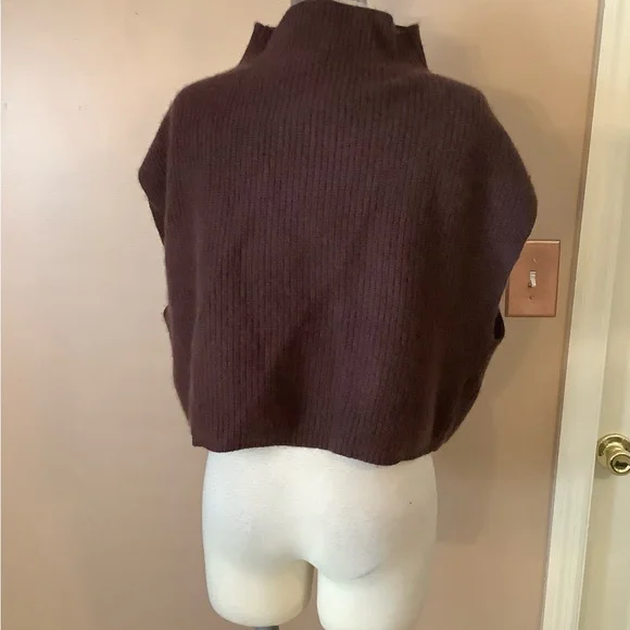 Anthropologie The Enzo Cashmere Poncho Sweater Vest XS Petite Chocolate Brown - Picture 5 of 13